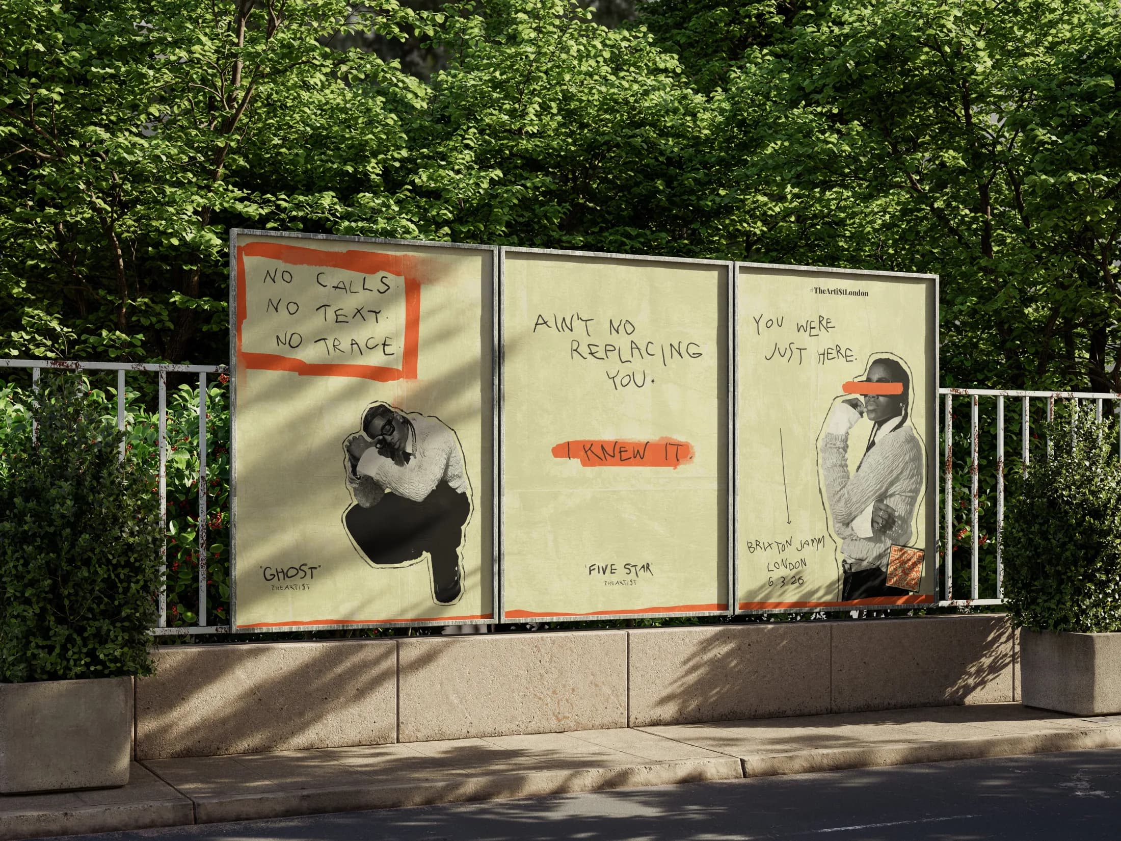 A triptych of posters for TheArti$t's London event.